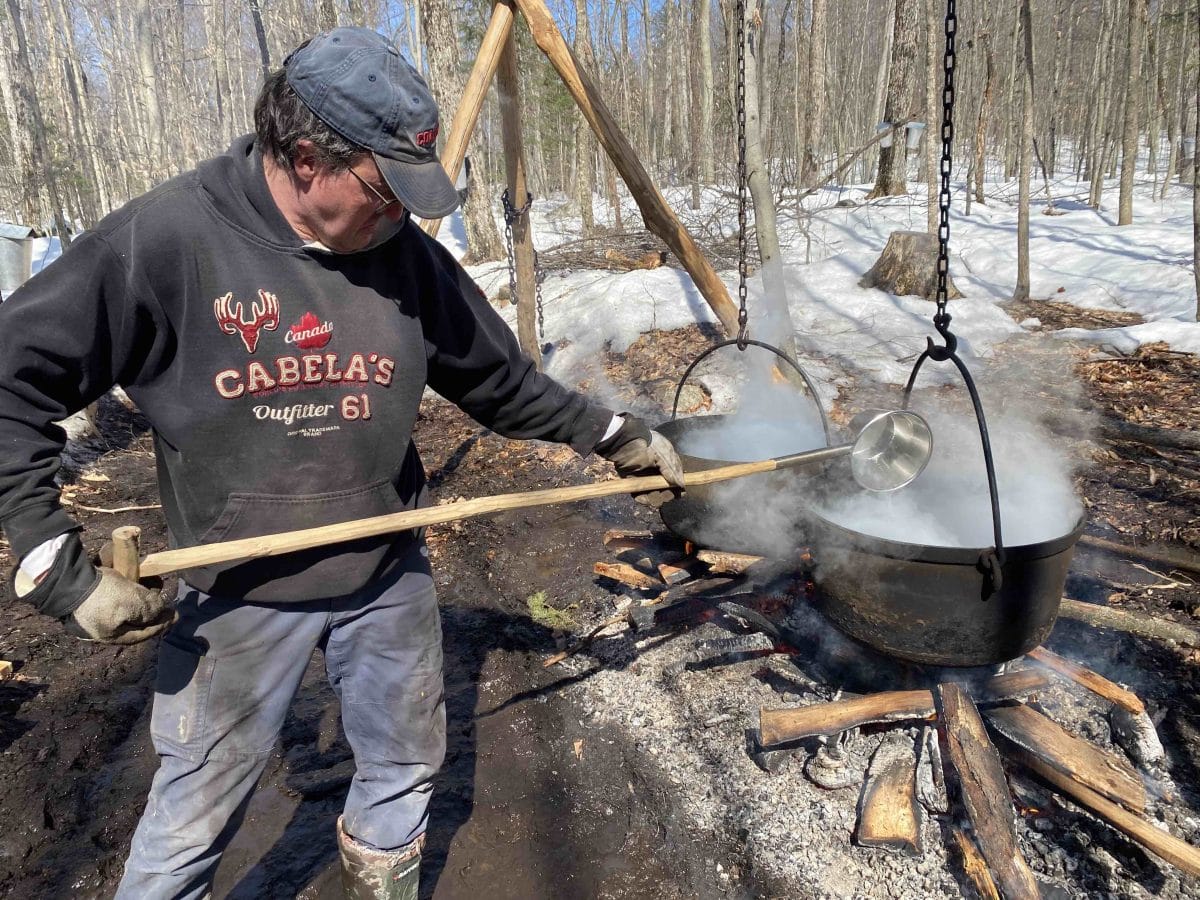 Maple John Fincham making maple syrup near Burks Falls